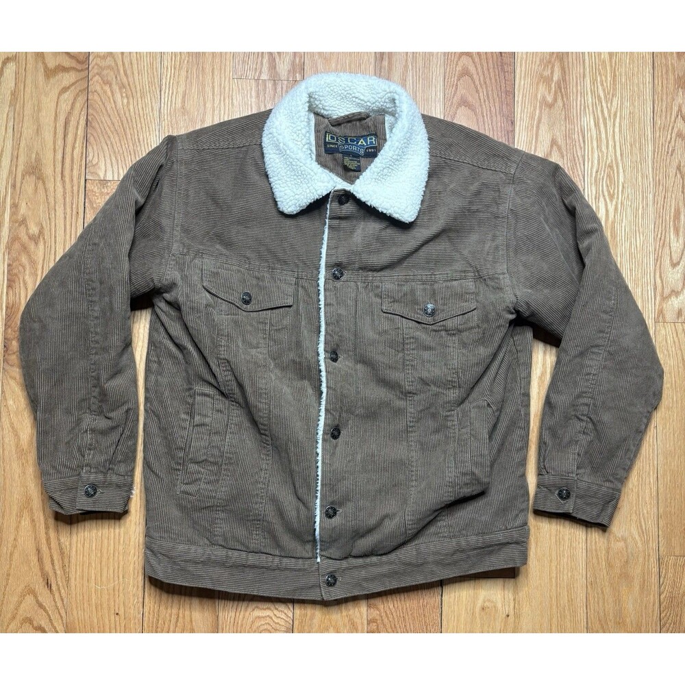 Vintage Oscar Sports Corduroy Jacket Mens Small Brown Sherpa Bomber Shacket